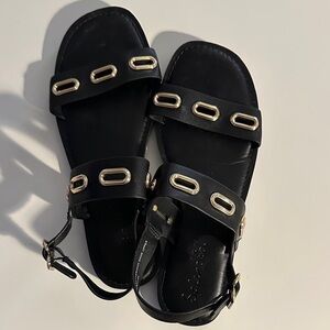 Splendid Black Sandals with Metallic Accents